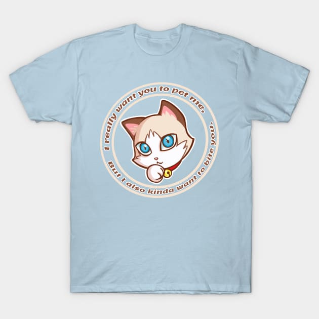 Pet the Kitty T-Shirt by Kitsune17